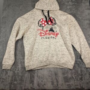 Disney Florida Minnie Bow Hoodie - Heathered Cream with Red Accent Size XL